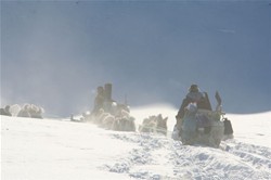 Sledding in deep snow